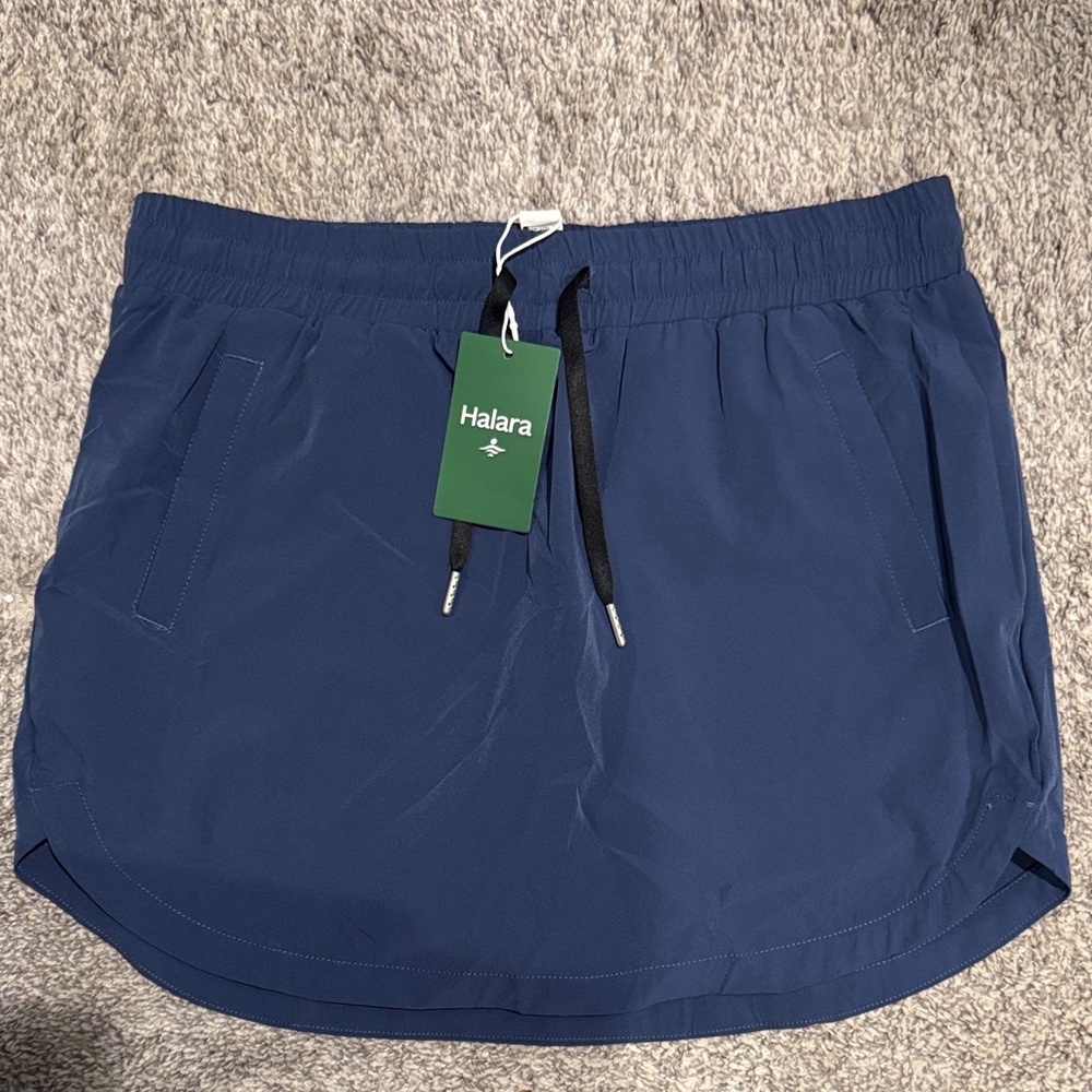 HALARA Navy Blue Mini Skort with Drawstring